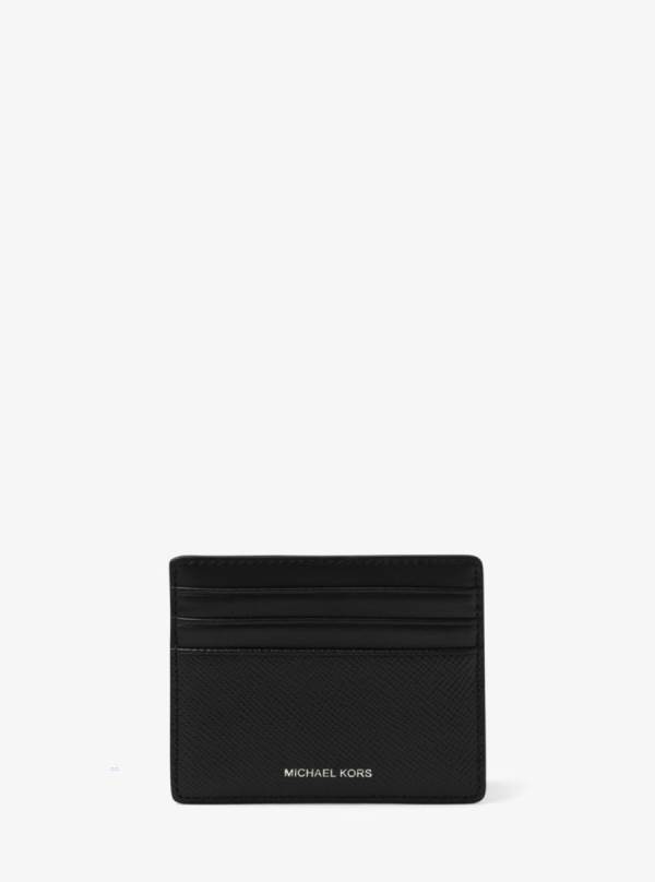 Panske Penazenky Michael Kors Harrison Crossgrain Leather Tall Card Case Čierne - Doplnky Michael Kors Obchod | CVITG-7230